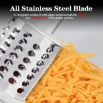 Ourokhome Rotary Cheese Grater Hand Crank, Kitchen Shredder Speed Mandolin Slicer Nuts Grinder with Handle and Drum Blades for Cheese, Vegetable, Walnut, Chocolate, Potato, Carrot, 3 Blades, Black - Image 4