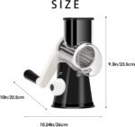 Ourokhome Rotary Cheese Grater Hand Crank, Kitchen Shredder Speed Mandolin Slicer Nuts Grinder with Handle and Drum Blades for Cheese, Vegetable, Walnut, Chocolate, Potato, Carrot, 3 Blades, Black - Image 7
