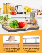 Cutting Boards for Kitchen - Food Grade Double Sided Pure Titanium& Bamboo Chopping Board with Handle, Slip resistant Non-toxic Charcuterie Board Housewarming Gifts (16×11) - Image 4