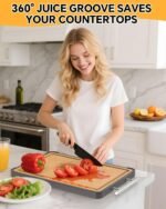 Cutting Boards for Kitchen - Food Grade Double Sided Pure Titanium& Bamboo Chopping Board with Handle, Slip resistant Non-toxic Charcuterie Board Housewarming Gifts (16×11) - Image 5