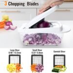 8 Blade All-in-1 Vegetable Chopper Mandoline Slicer with Container, Food Chopper, Onion Chopper, Veggie Cutter for Salad, Kitchen Gadgets Accessories Essentials, White - Image 4