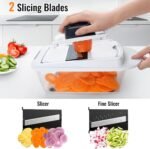 8 Blade All-in-1 Vegetable Chopper Mandoline Slicer with Container, Food Chopper, Onion Chopper, Veggie Cutter for Salad, Kitchen Gadgets Accessories Essentials, White - Image 5