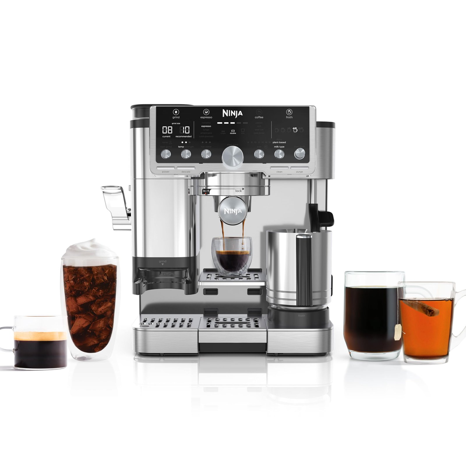Version 1.0.0 Ninja Luxe Café Pro Series, Espresso Machine, Drip Coffee, Cold Brew, Hot Water, Integrated Tamper, Built-in Grinder, Hands-Free Frother for Cappuccinos, Lattes, Americanos, Dairy or Non-Dairy, ES701 (Renewed) - Image 1