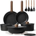 CAROTE 19pcs Pots and Pans Non Stick, Cookware Sets Detachable Handle, Induction Kitchen Pots and Pans,NonStick Cooking Set, Oven/Dishwasher/Fridge Safe, Space Saving
