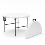 Feet Circular Round Foldable Table with Built in Handle